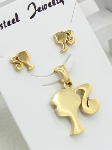 Gold Plated Girl's Head Two Pieces Set
