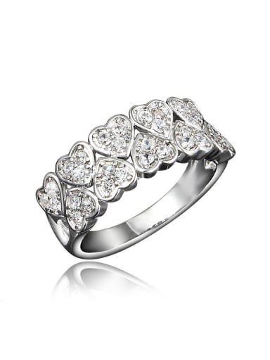 Exquisite Platinum Plated Heart Shaped Zircon Ring