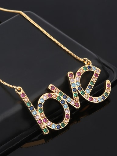 Copper With Cubic Zirconia Fashion Monogrammed-LOVE Necklaces