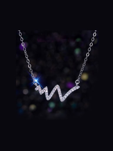 S925 Silver Micro zircon Pendant Fashion Wave Clavicle Necklace