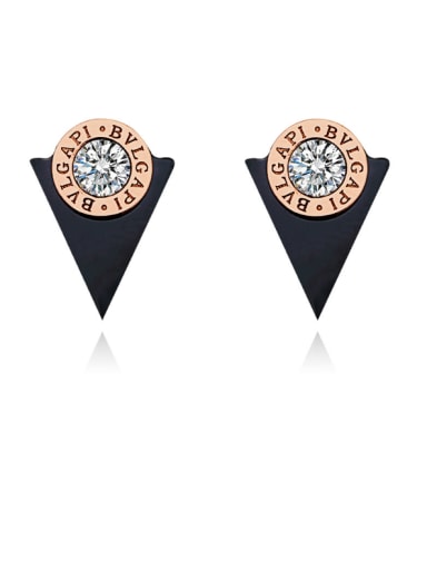 Simple Style Titanium 18K Rose Gold Triangle Shaped clip on earring