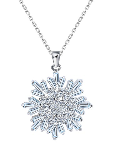 Copper inlaid AAA zircon Snowflake Necklace