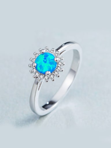 Round Opal Stone Engagement Ring