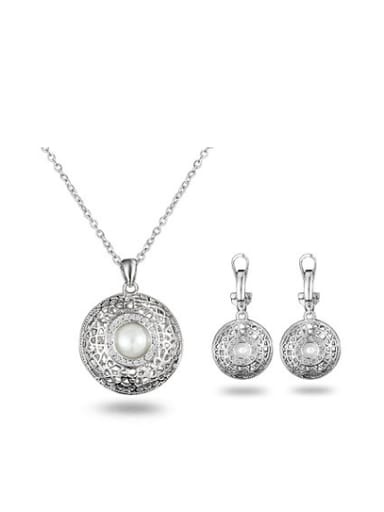 Exquisite Round Shaped Artificial Pearl Two Pieces Jewelry Set