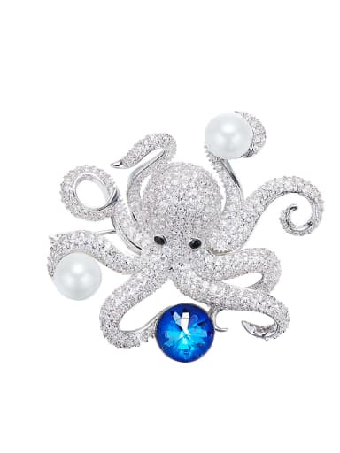 Octopus-shaped Pearl Brooch