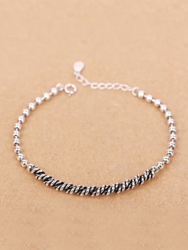 Simple Seed Beads Silver Bracelet