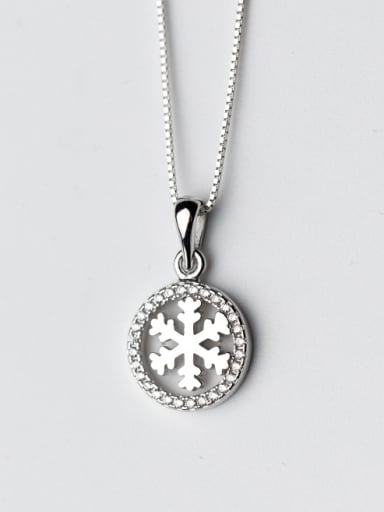 Personality Snowflake Shaped Rhinestones S925 Silver Pendant