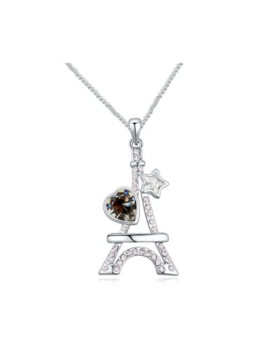Personalized Eiffel Tower austrian Crystals Pendant Alloy Necklace