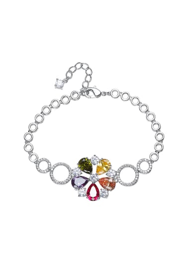 Fashion Flowery Colorful Zircon Round Bracelet