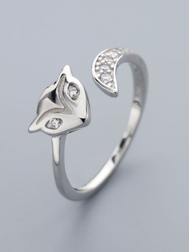 Personalized Little Fox Cubic Zirconias 925 Silver Opening Ring