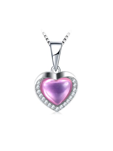 925 Silver Pink Stone Heart Shaped Necklace