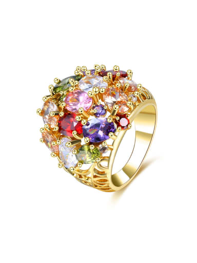 Personality Multi-color Zircons Geometric Shaped Ring