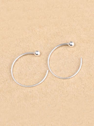 Simple Silver Round Hook hoop earring