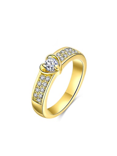 Luxury Gold Plated Heart Shaped Alloy Ring