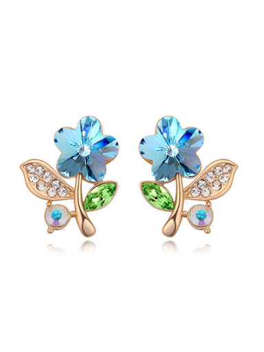 Personalized austrian Crystals Flower Alloy Stud Earrings