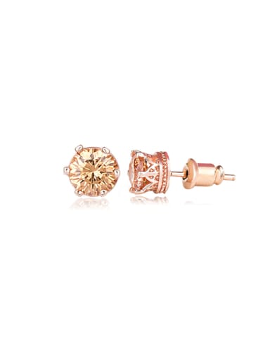 custom Copper inlay six-claw classic AAA zircon exquisite simple earrings