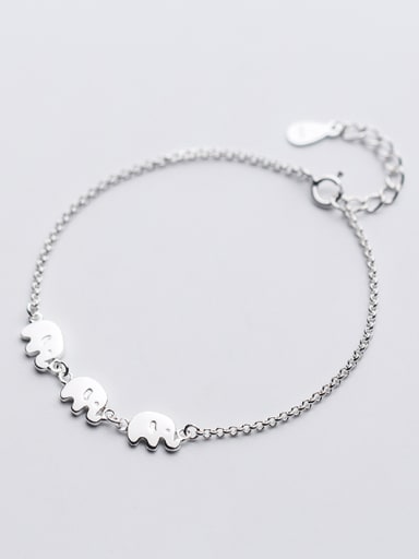 Women Lovely Elephant Shaped S915 Silver Bracelet