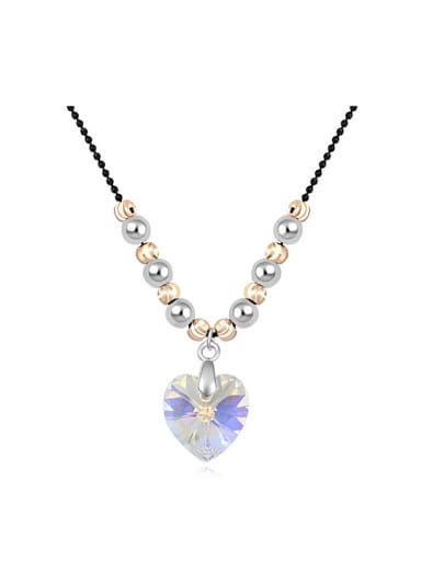 Fashion Little Beads Heart austrian Crystal Pendant Alloy Necklace