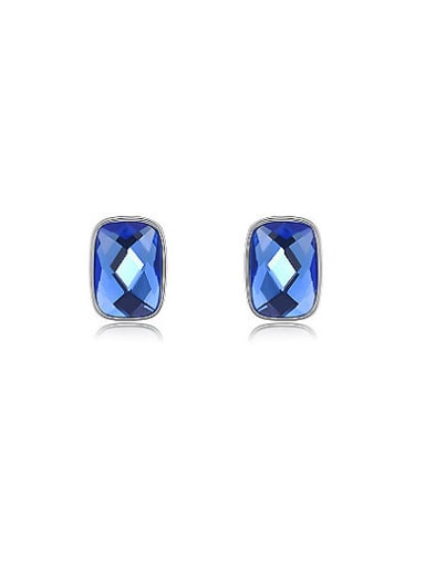 Blue Square Shaped Austria Crystal Stud Earrings