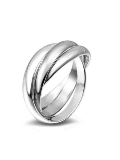 Three Lines White Gold Plated Copper Ring