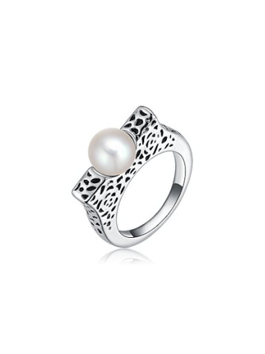 Creative Platinum Plated Artificial Pearl Ring