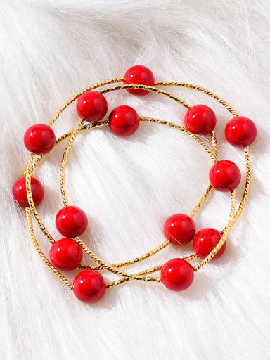 Alloy With Gold Plated Casual red Ball Bracelets