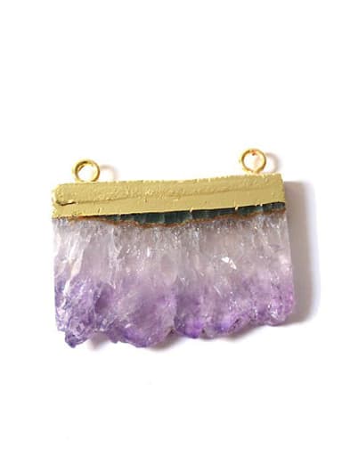 Simple Natural Amethyst Crystal Copper Pendant