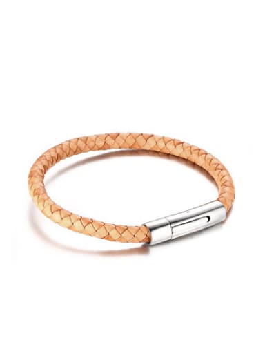 custom Trendy Light Brown Artificial Leather Bracelet
