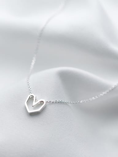All-match Hollow Heart Shaped S925 Silver Necklace