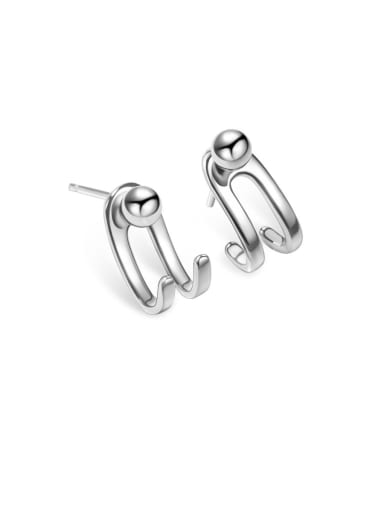 925 Sterling Silver With Platinum Plated Cute Irregular Earrings