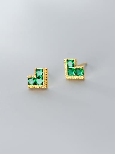 925 Sterling Silver With Gold Plated Simplistic Geometric Stud Earrings
