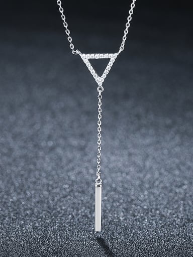 925 Sterling Silver With Platinum Plated Simplistic Triangle Necklaces