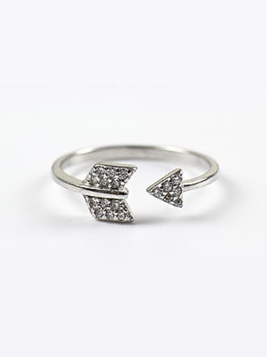 Personalized Arrow Cubic Zirconias Silver Opening Ring