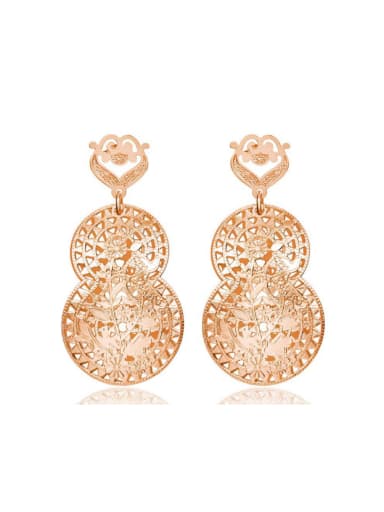 Rose Gold Plated Hollow Round Shaped Drop Earrings