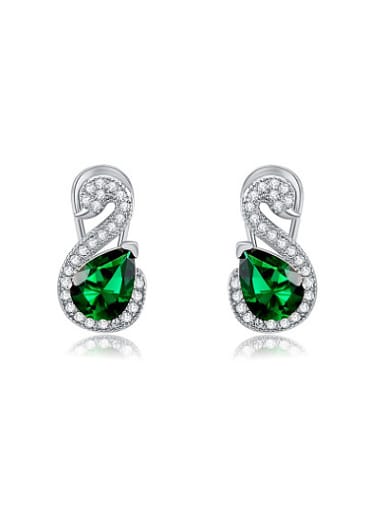 Exquisite Green Swan Shaped AAA Zircon Stud Earrings