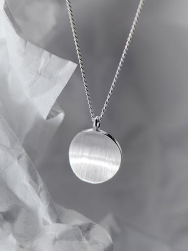 925 Sterling Silver With Platinum Plated Simplistic Round Necklaces