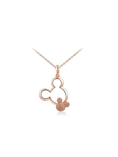 Trendy Mickey Mouse Shaped Crystal Necklace