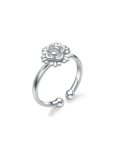 S925 Silver Flower Fress Size Simple Ring