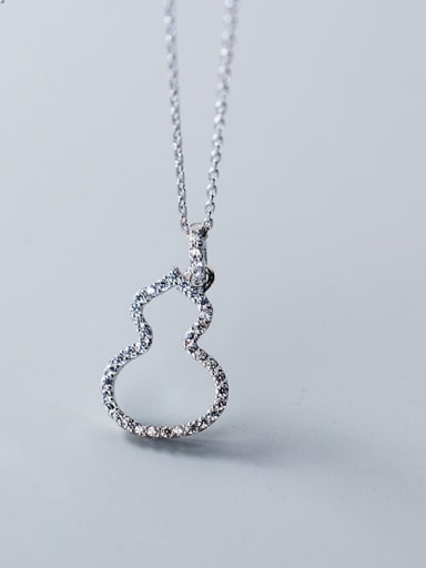 Sterling silver fashion hollow zirconium gourd pendant necklace