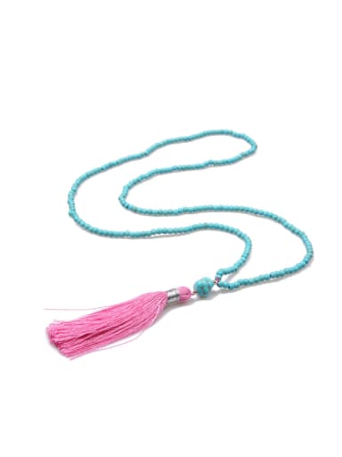 Blue Turquoise Tassel Sweater Necklace