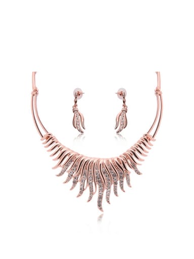 Alloy Rose Gold Plated Fashion Rhinestones Two Pieces Jewelry Set