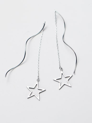 Women Elegant Star Shaped S925 Silver Line Earrings