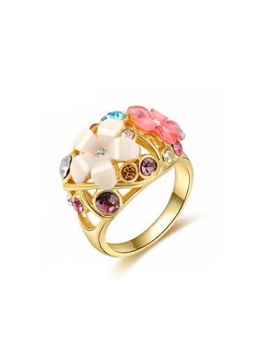 Exquisite 18K Gold Plated Flower Shaped Opal Ring