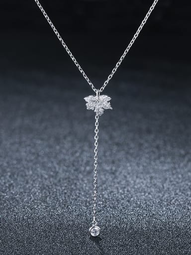925 Sterling Silver With Platinum Plated Cute Maple  Leaf Necklaces