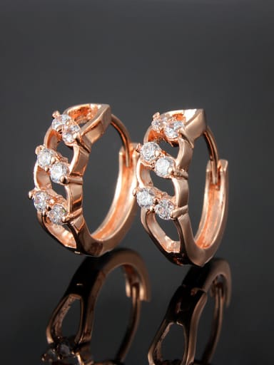 Creative Rose Gold Plated White Zircon Clip Earrings