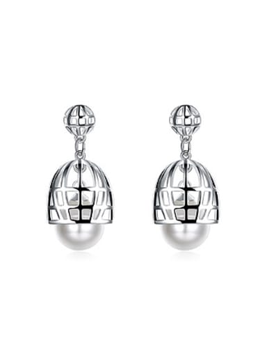 Artificial Pearls Hollow Semicircle Stud Earrings