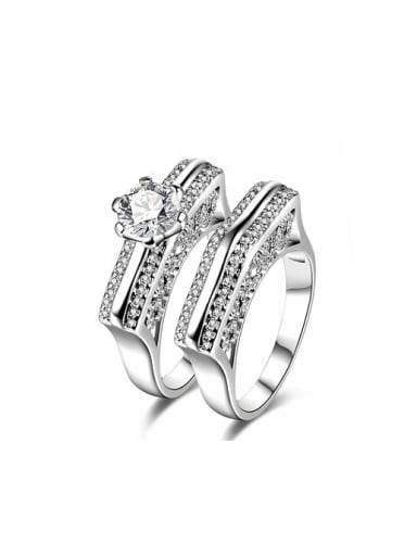 Exquisite Platinum Plated Geometric Shaped Glass Bead Ring Set