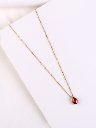 Simple Red Stone Gold Plated Necklace