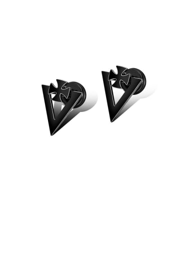 Stainless Steel With Gun Plated Simplistic Triangle Stud Earrings