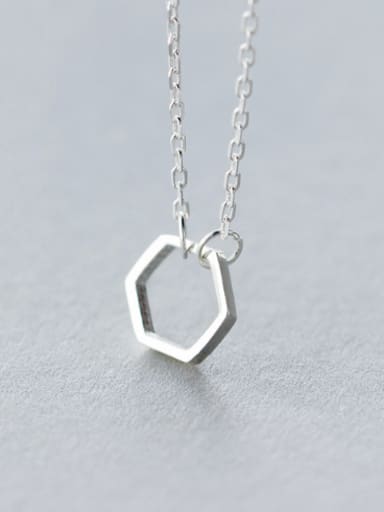 S925 Silver Minimalist Hexagon Short  Necklace